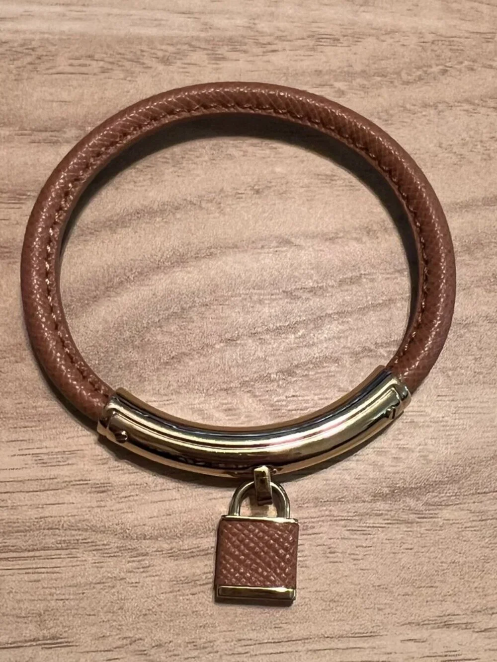 Michael Kors Tan Leather Lock Bangle